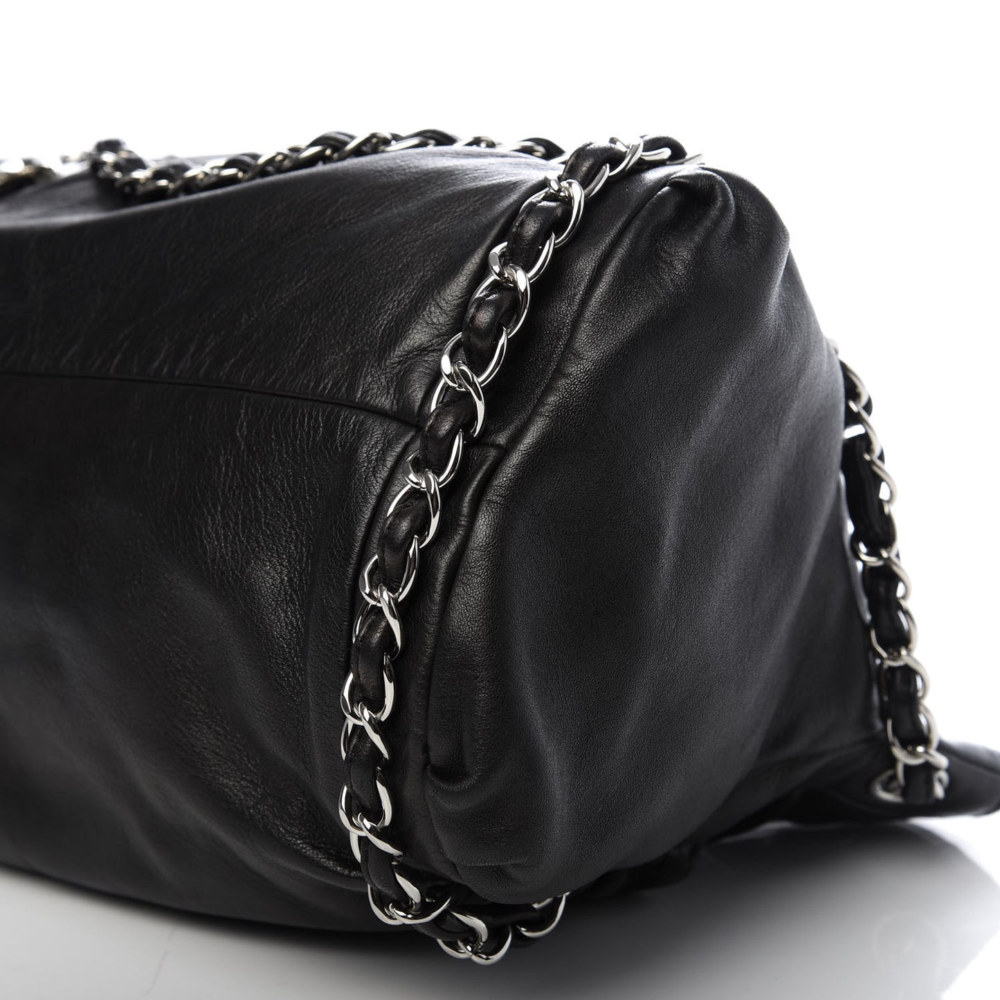Lambskin Large Sharpei Shoulder Bag Black