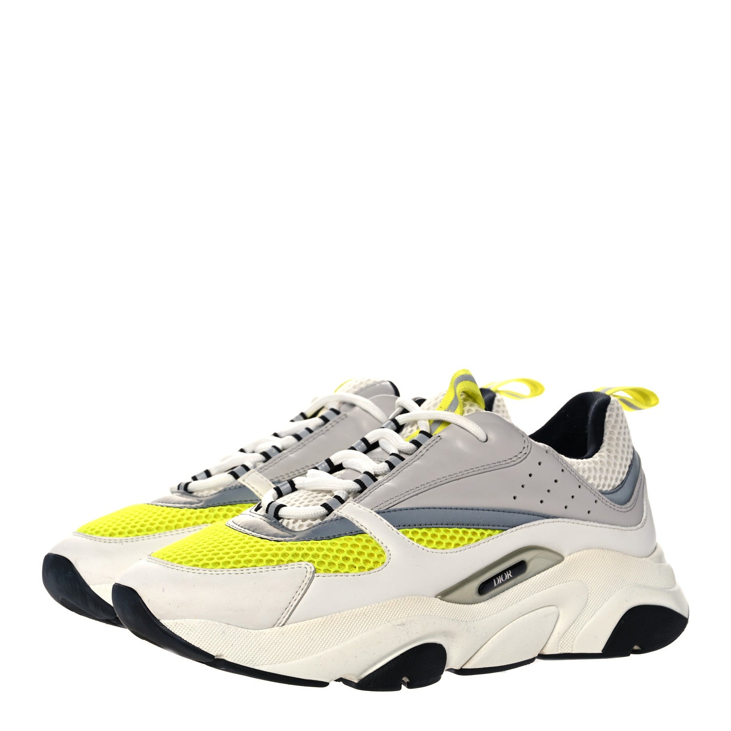 Christian Dior Technical Mesh Calfskin Mens B22 Sneakers 43 White Yellow 3 of 7
