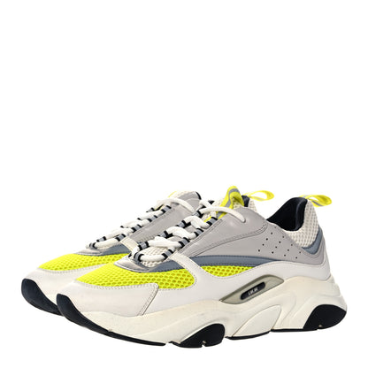 Christian Dior Technical Mesh Calfskin Mens B22 Sneakers 43 White Yellow 3 of 7