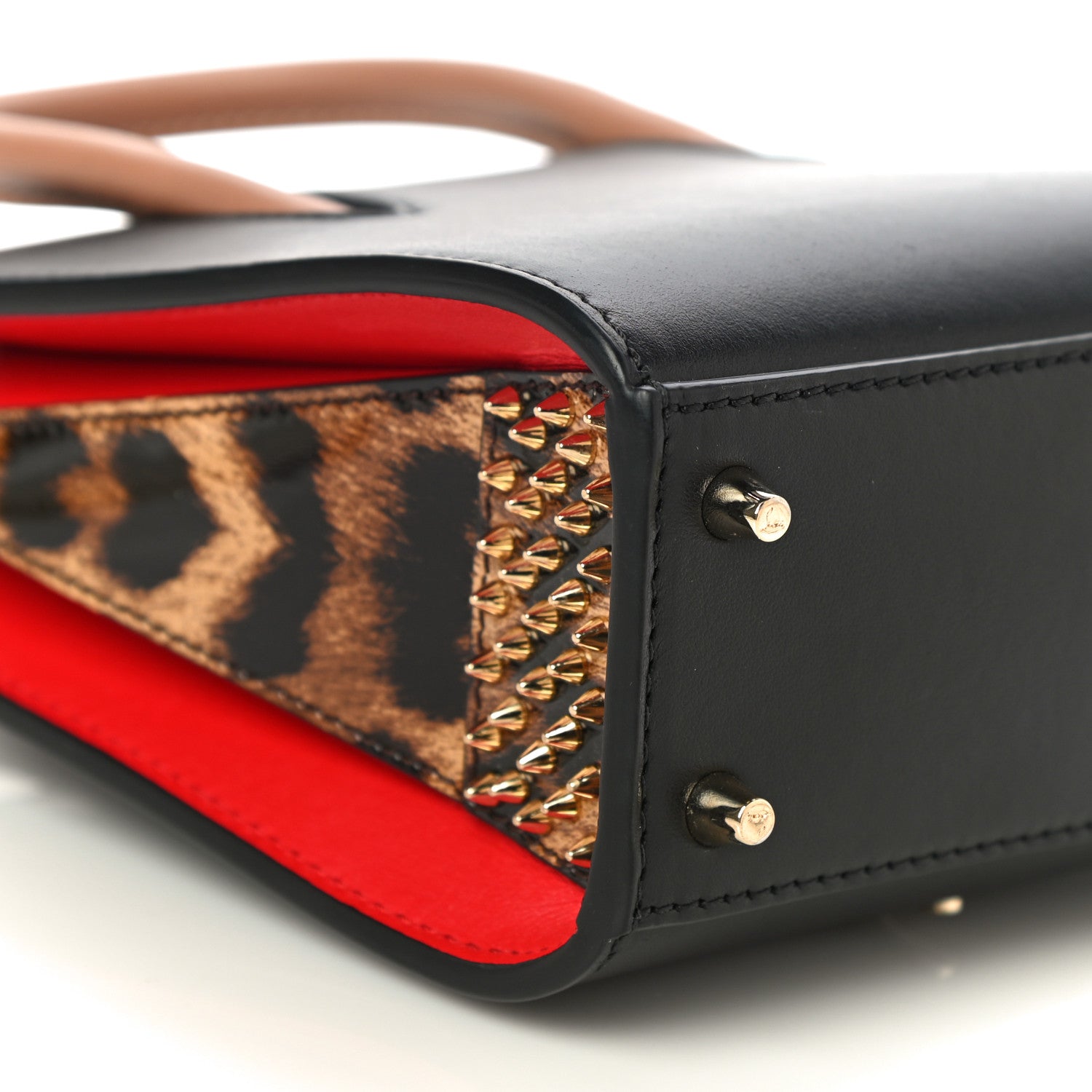 Christian Louboutin Calfskin Patent Leopard Studded Nano Paloma Black 7 of 9