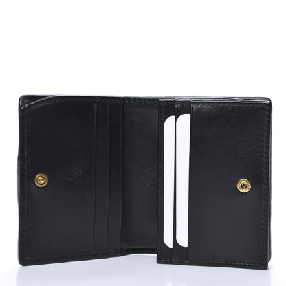 Gucci Calfskin Web Trapuntata GG Marmont Card Case Wallet Black 5 of 9