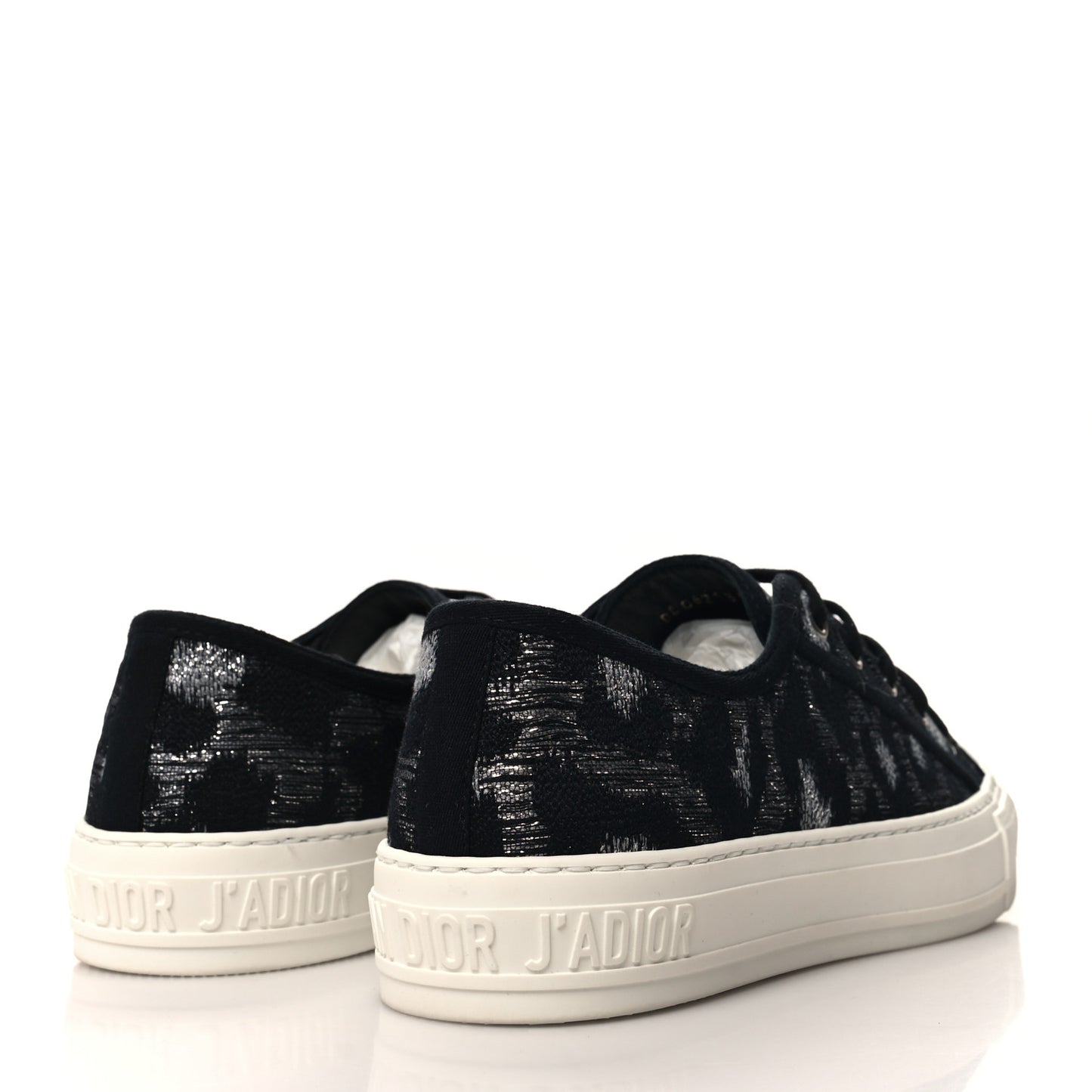 Lurex Embroidered Mizza Walk'N'Dior Low Top Sneakers 39.5 Metallic Grey Black