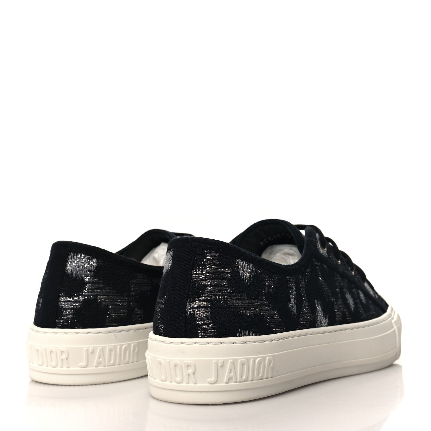 Christian Dior Lurex Embroidered Mizza Walk'N'Dior Low Top Sneakers 39.5 Metallic Grey Black 4 of 9