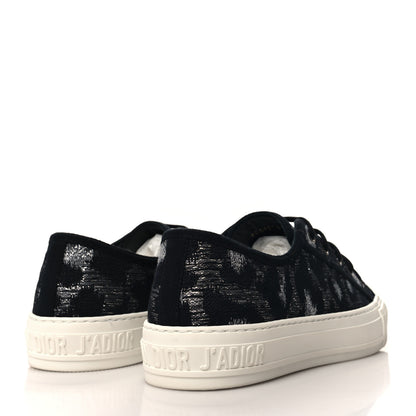 Christian Dior Lurex Embroidered Mizza Walk'N'Dior Low Top Sneakers 39.5 Metallic Grey Black 4 of 9