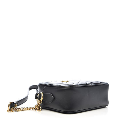 Gucci Calfskin Matelasse Mini GG Marmont Chain Shoulder Bag Black 4 of 10