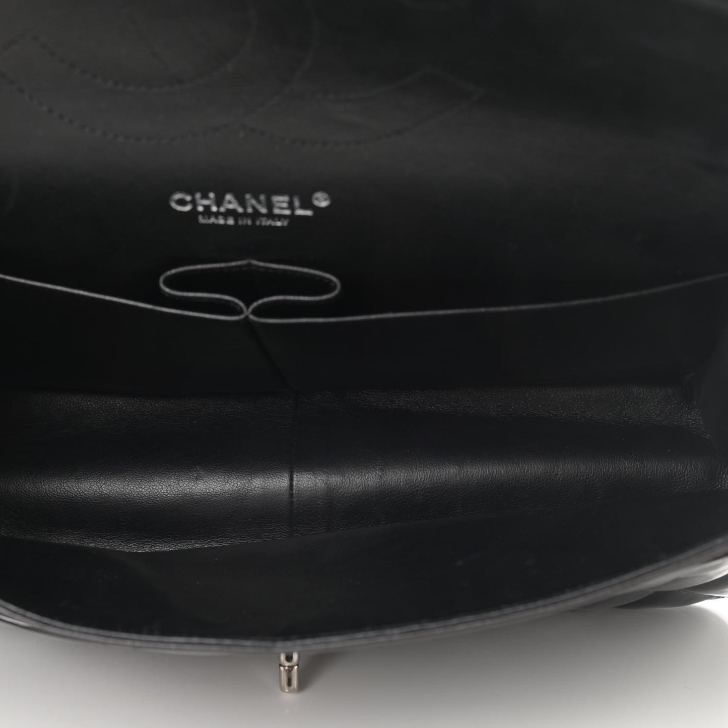 Patent Quilted Jumbo Double Flap Black