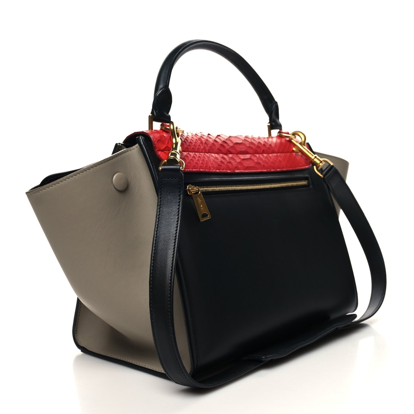 Snakeskin Calfskin Medium Trapeze Red Black