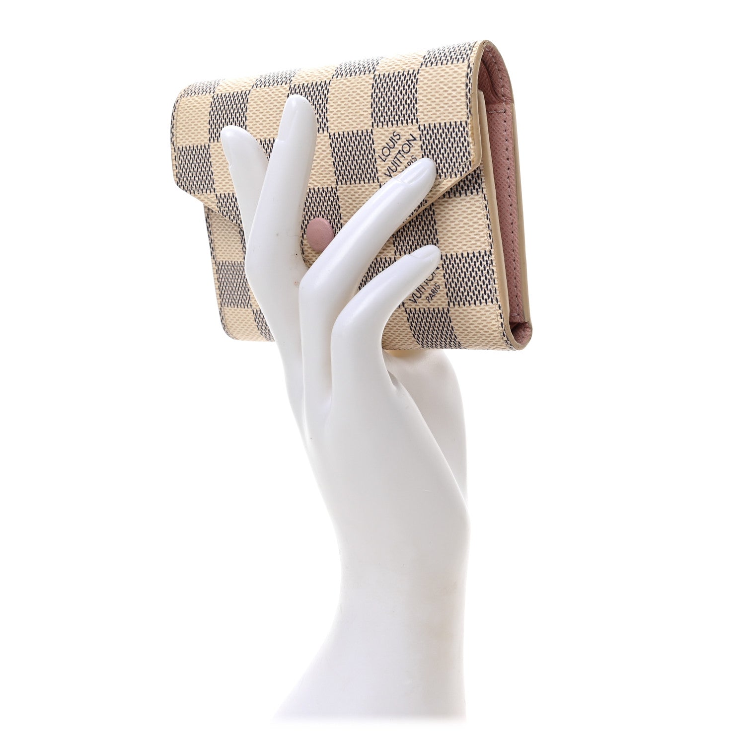 Louis Vuitton Damier Azur Victorine Wallet Rose Ballerine 2 of 6