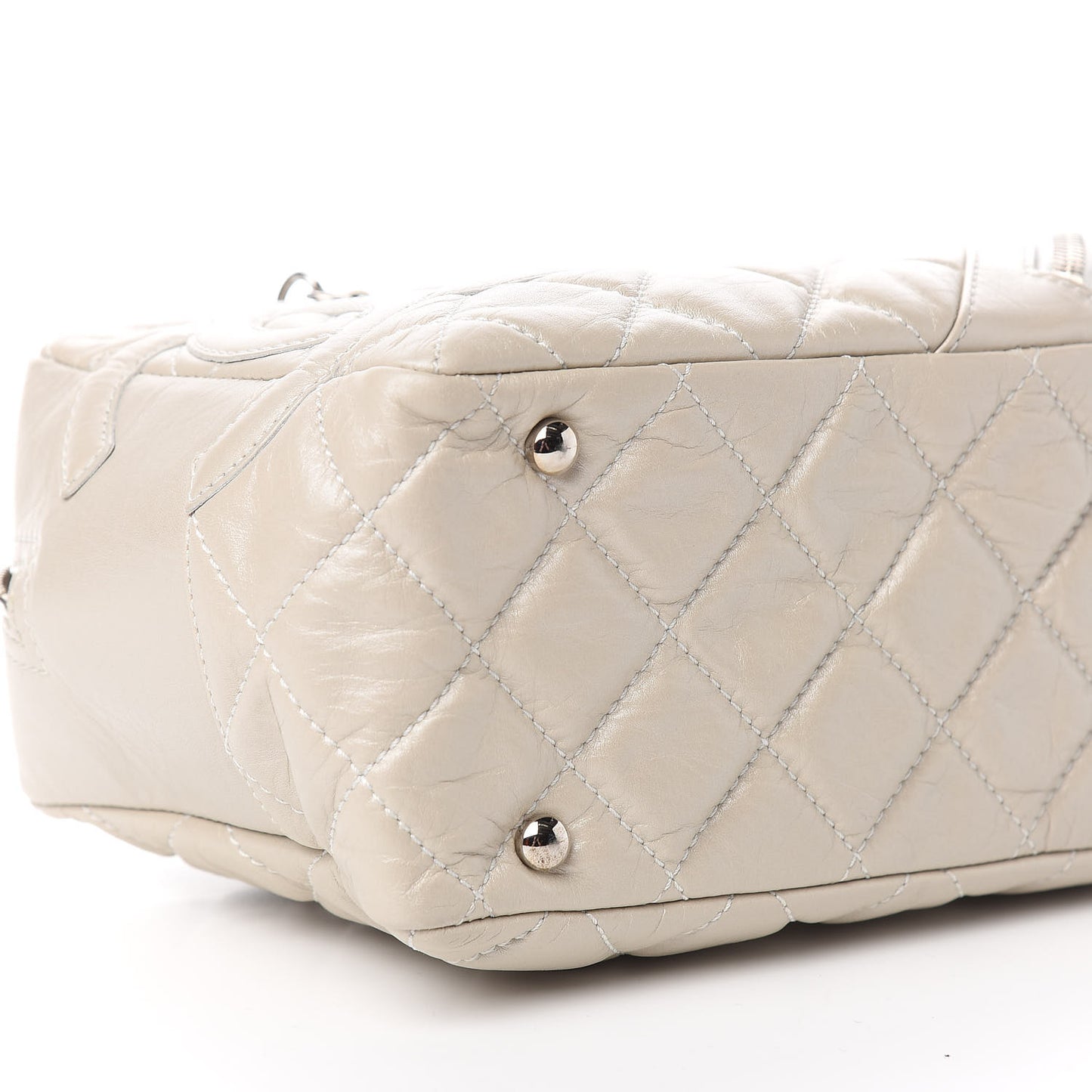 Aged Calfskin Quilted Cotton Club Bowler Pearl