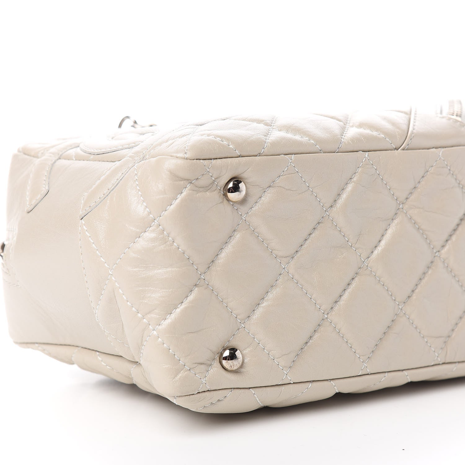 Chanel Aged Calfskin Quilted Cotton Club Bowler Pearl 8 of 9