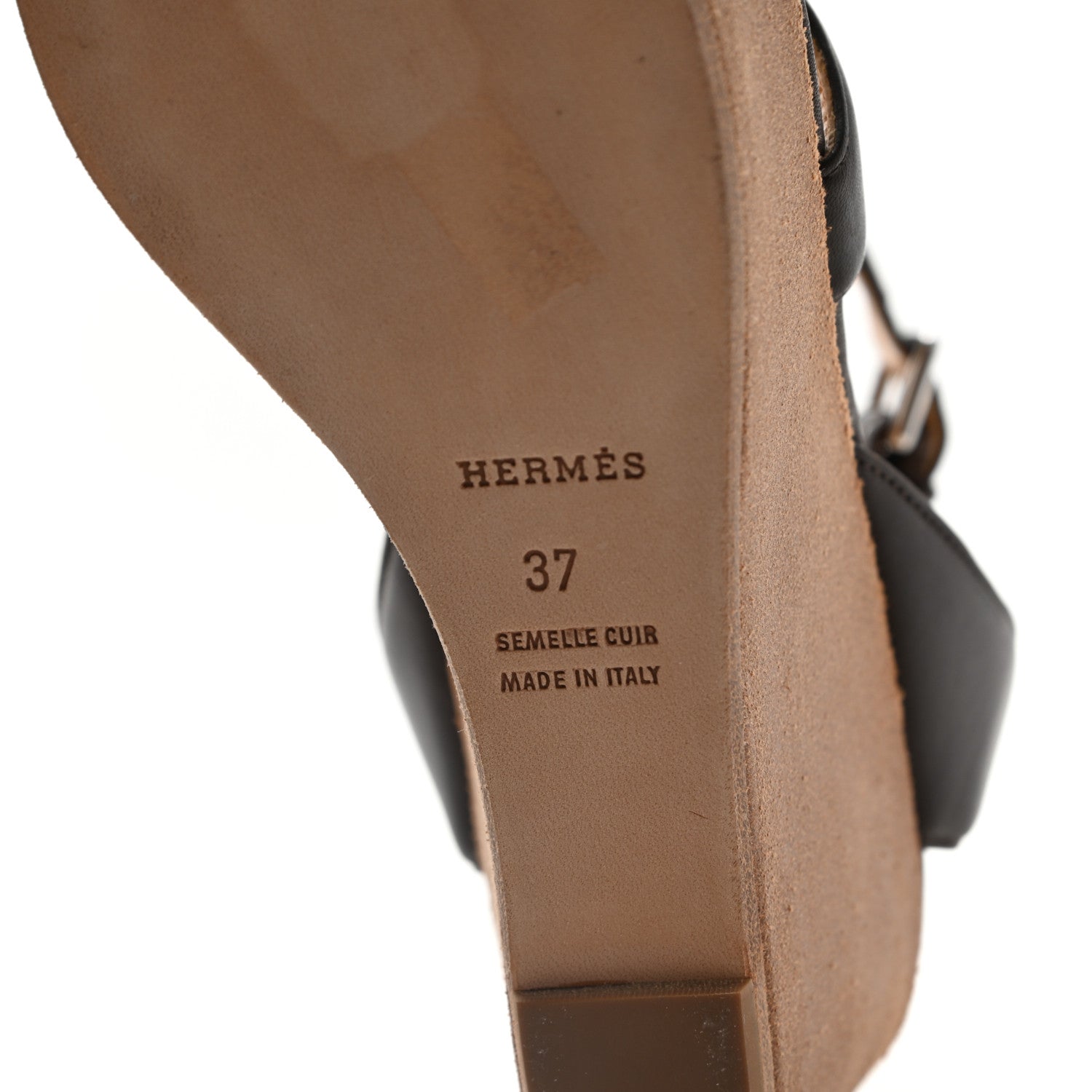 Hermes Nappa Suede Wedge Sandals 37 6 of 10