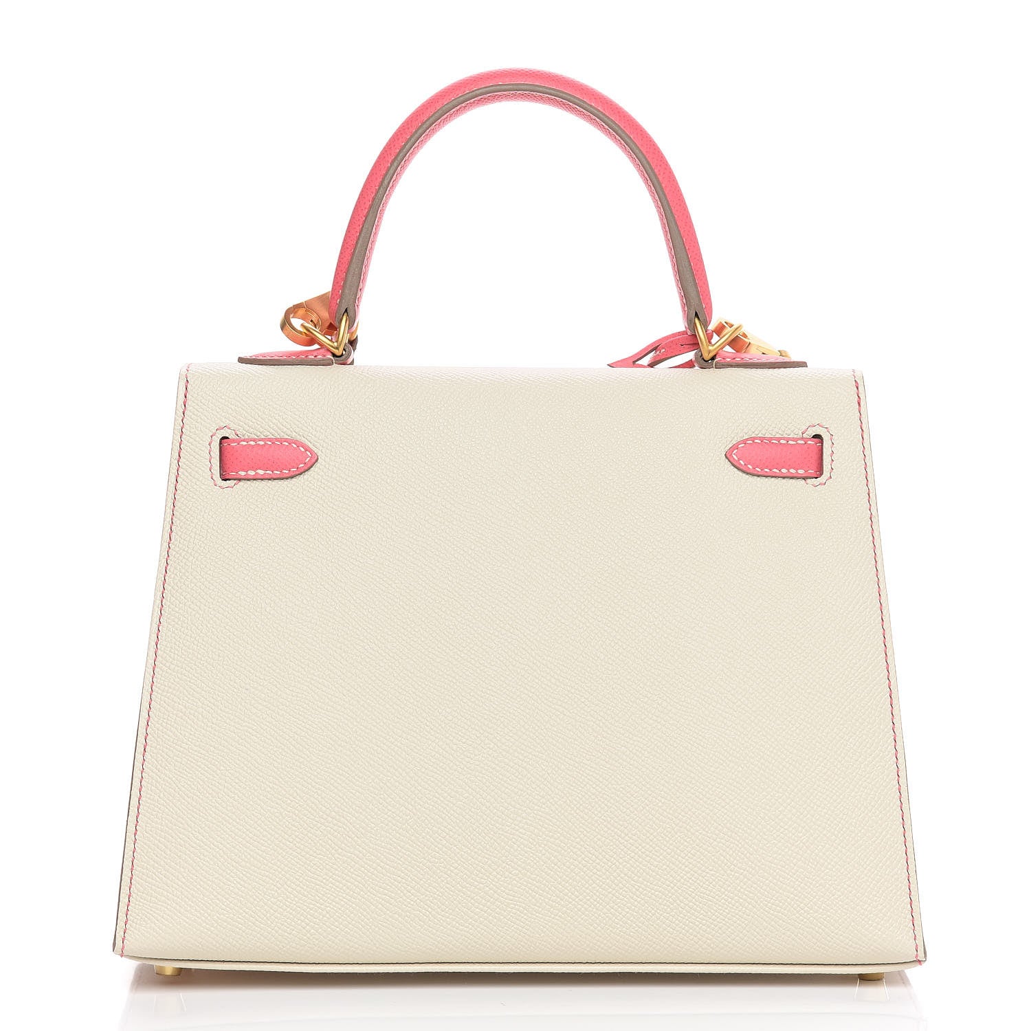 Hermes Epsom Bi-Color Horseshoe Kelly Sellier 25 Craie Rose Azalee 4 of 36