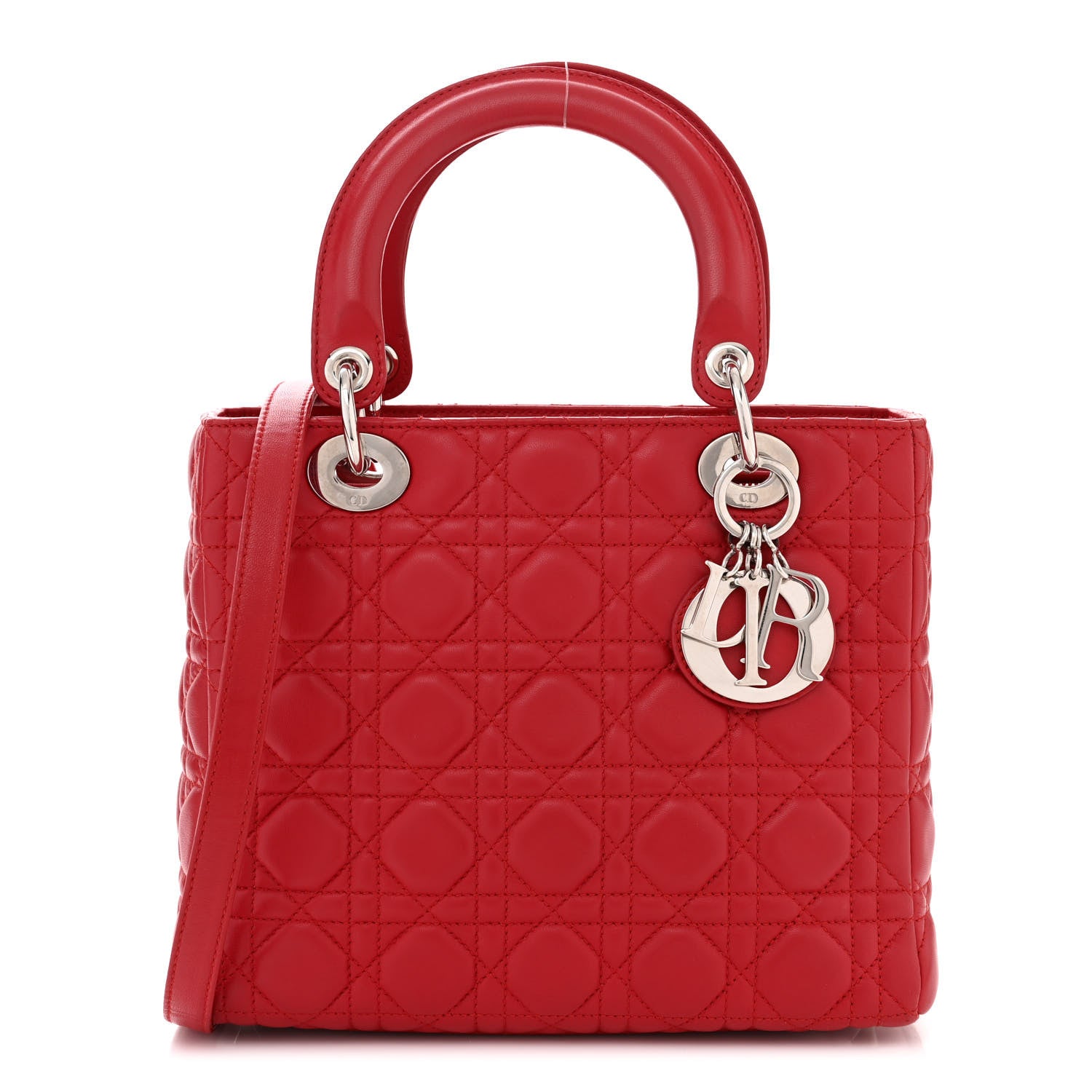 Christian Dior Lambskin Cannage Medium Lady Dior Red 1 of 11