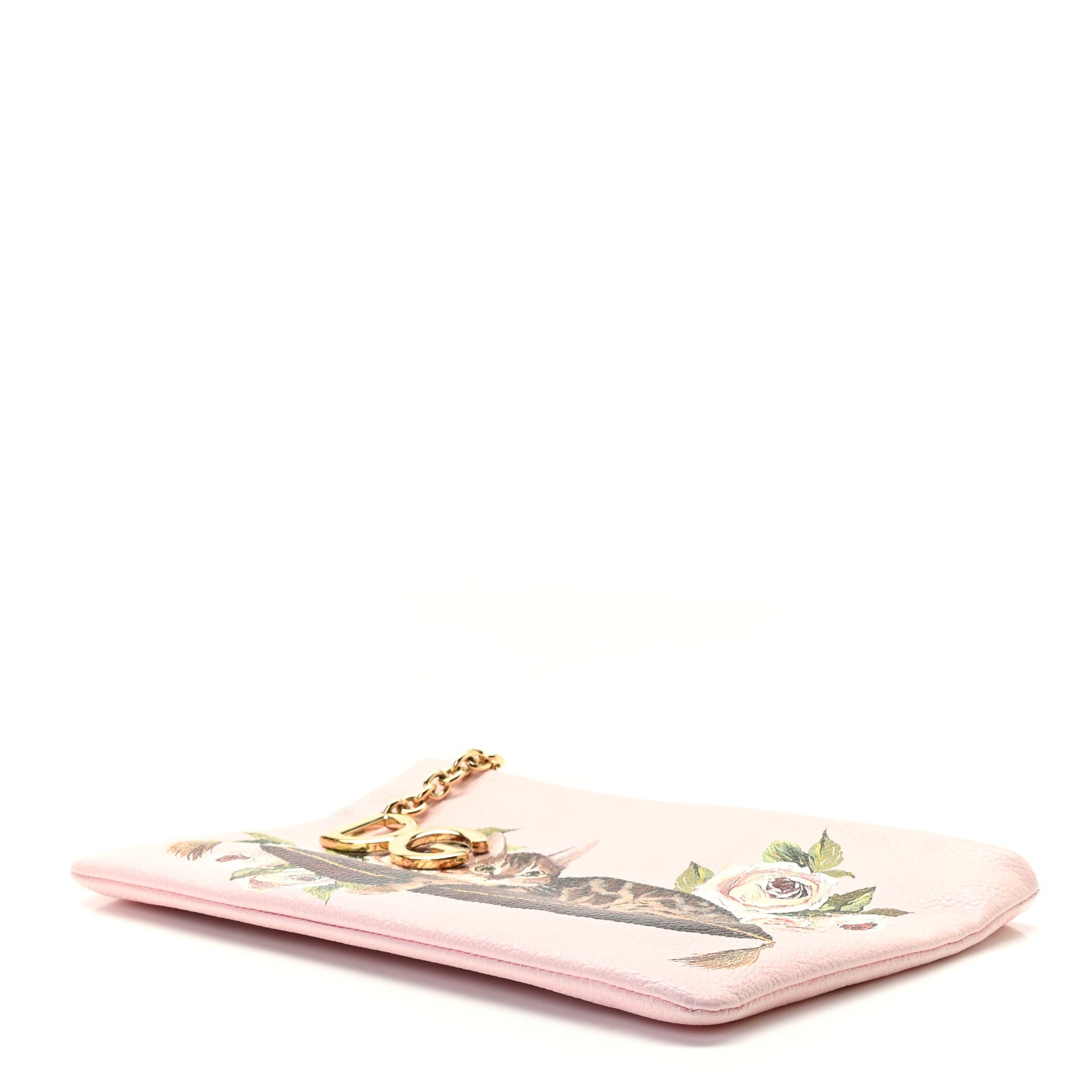 Dolce & Gabbana Calfskin Cleo Cat Print Clutch Pink Multicolor 4 of 8