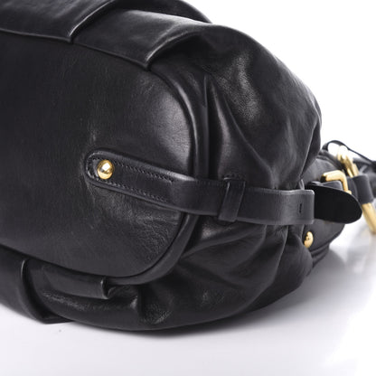 Prada Soft Calfskin Pleated Hobo Black 8 of 9