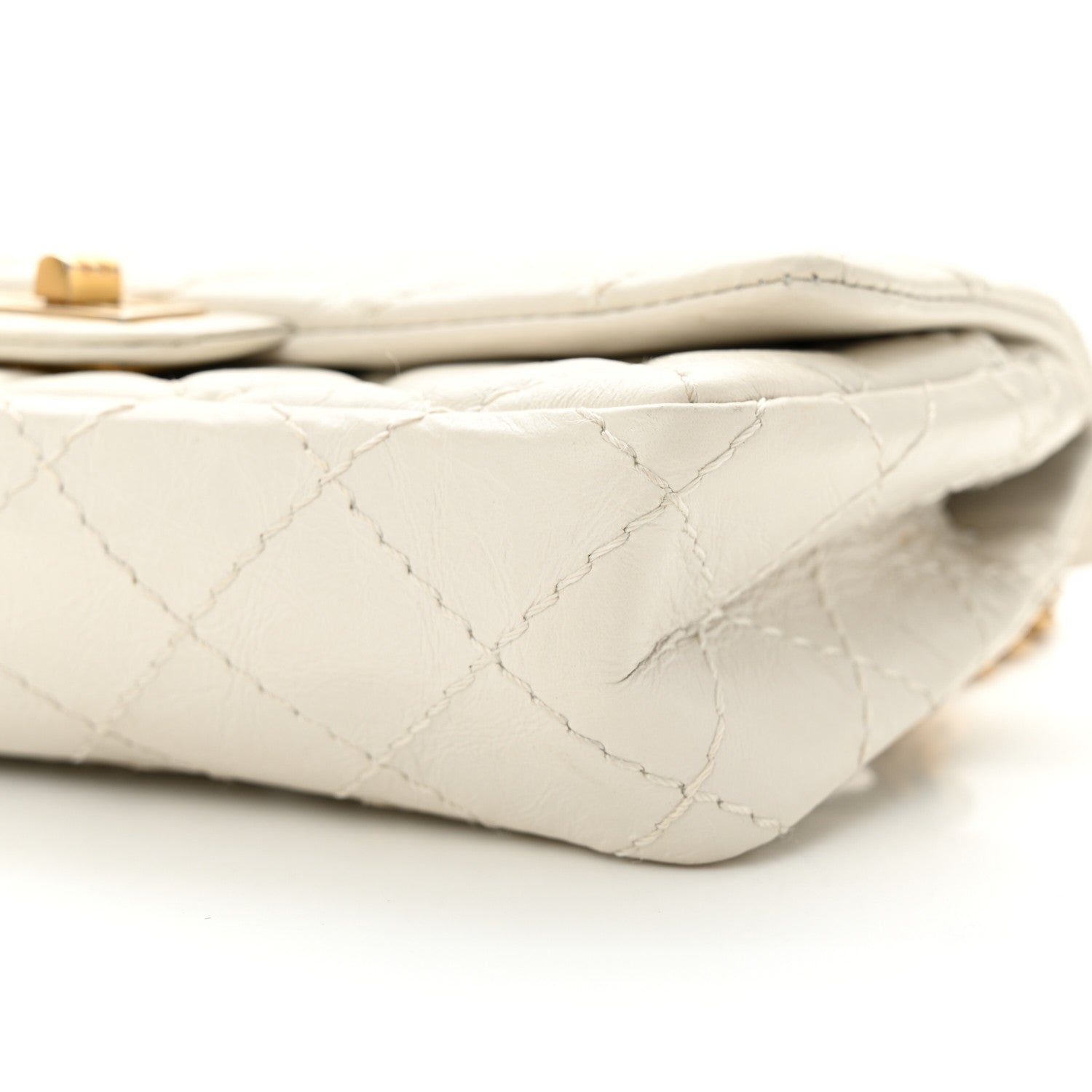 Chanel Aged Calfskin Quilted 2.55 Reissue Chain Waist Bag White 10 of 11