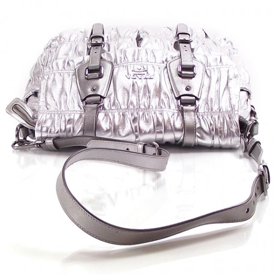 Prada Nappa Dressy Gaufre Messenger Silver 5 of 10