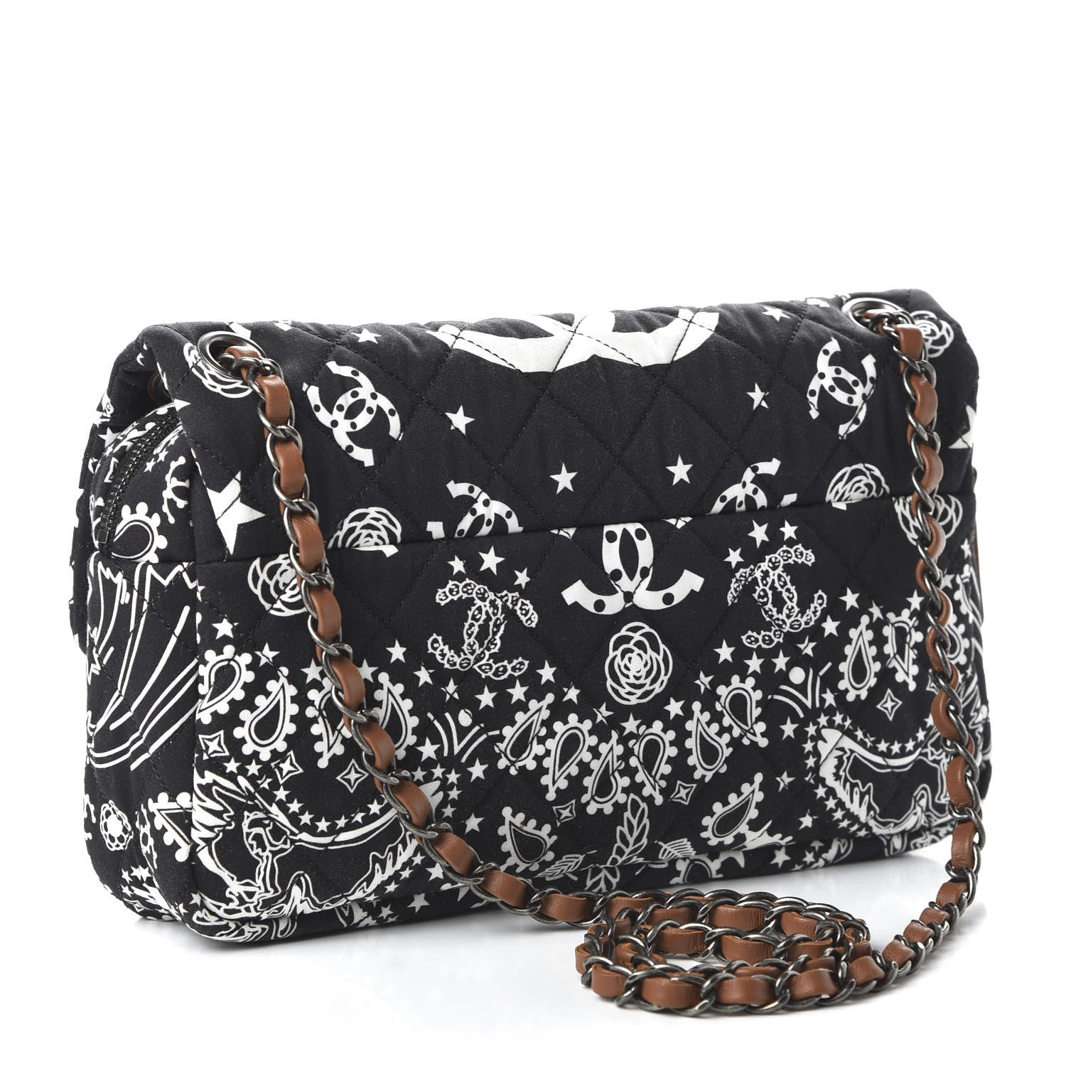 Chanel Cotton Quilted Paris Dallas Medium Bandana Flap Blue 3 of 10