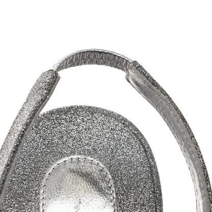 Christian Louboutin Glitter Emilie 100 Slingback Sandals 37 Silver 9 of 11
