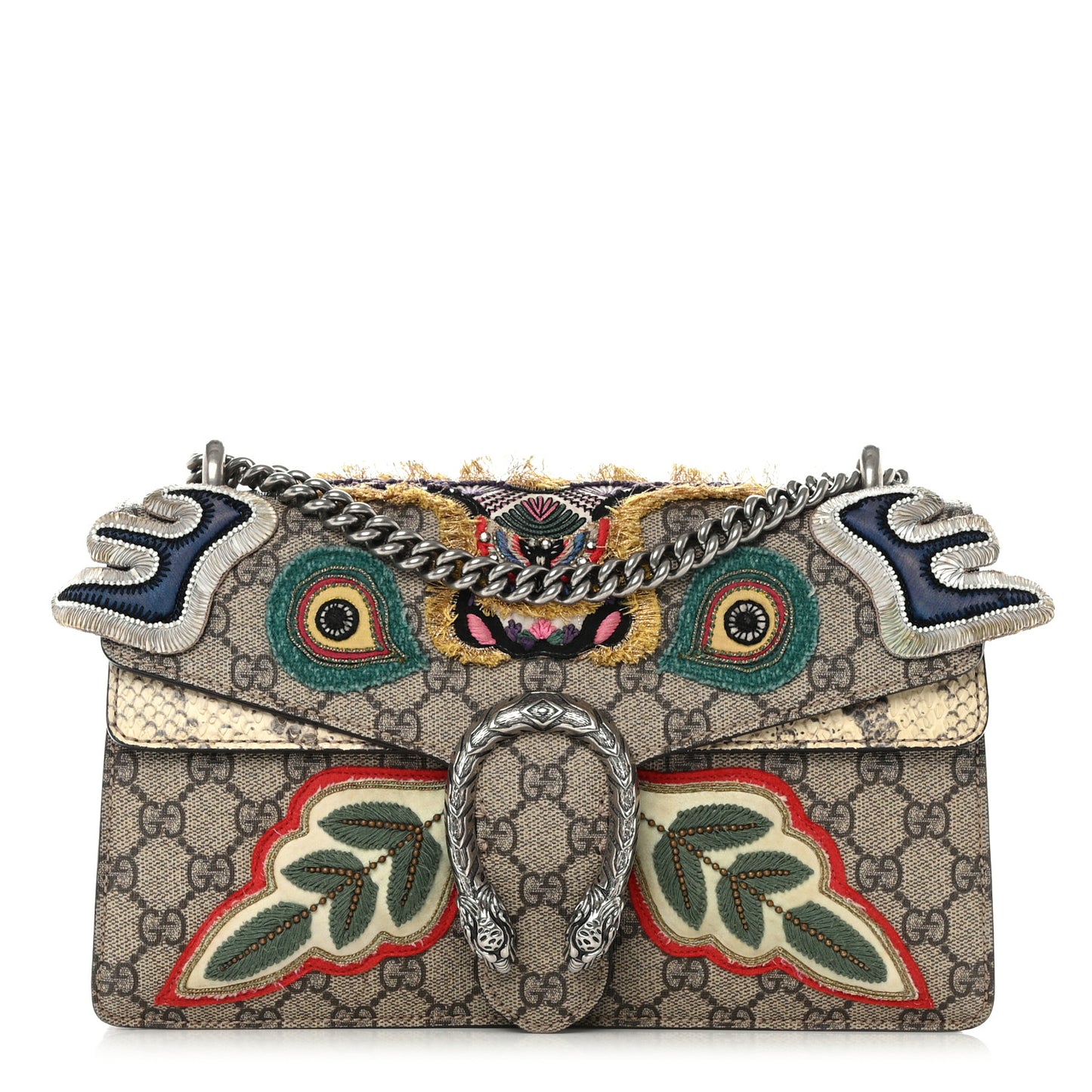 GG Supreme Monogram Snakeskin Embroidered Small Dionysus Shoulder Bag