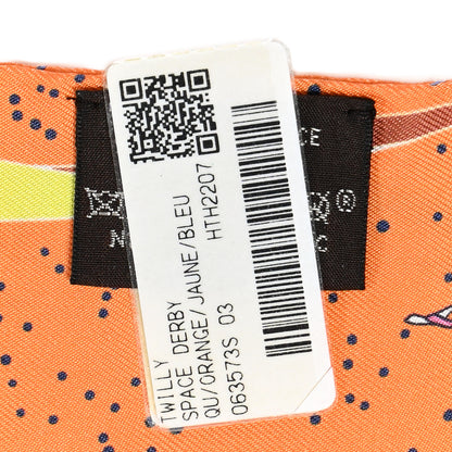 Hermes Silk Space Derby Twilly Orange Jaune Bleu 4 of 8