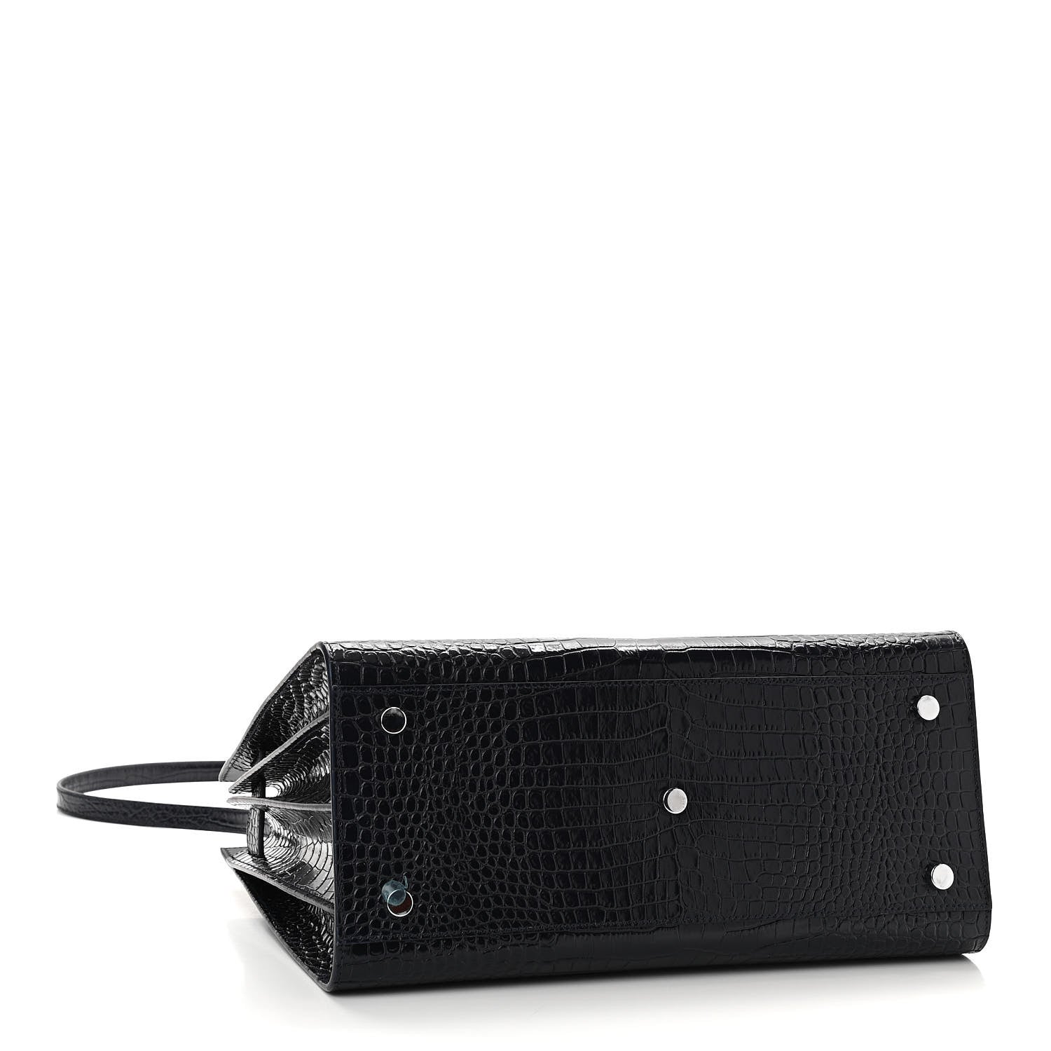 Saint Laurent Calfskin Crocodile Embossed Small Sac De Jour Dark Notte 4 of 9