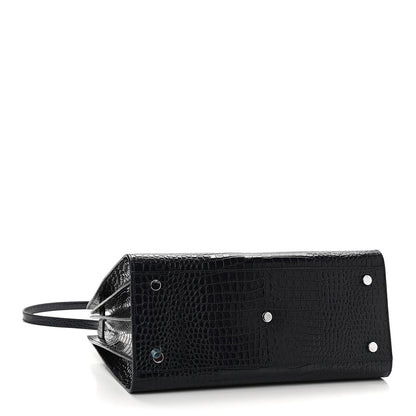 Saint Laurent Calfskin Crocodile Embossed Small Sac De Jour Dark Notte 4 of 9