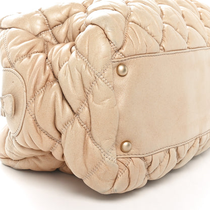 Chanel Lambskin Bubble Quilt Bowler Beige 9 of 11