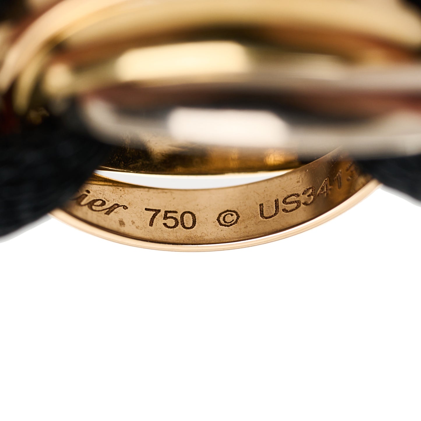 18k Pink Yellow White Gold Trinity Adjustable Cord Bracelet Black