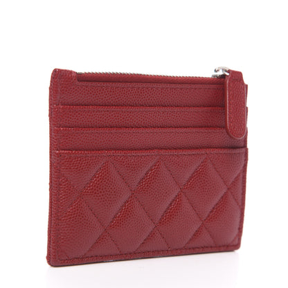 Chanel Caviar Quilted CC Zip Card Holder Red 2 of 6