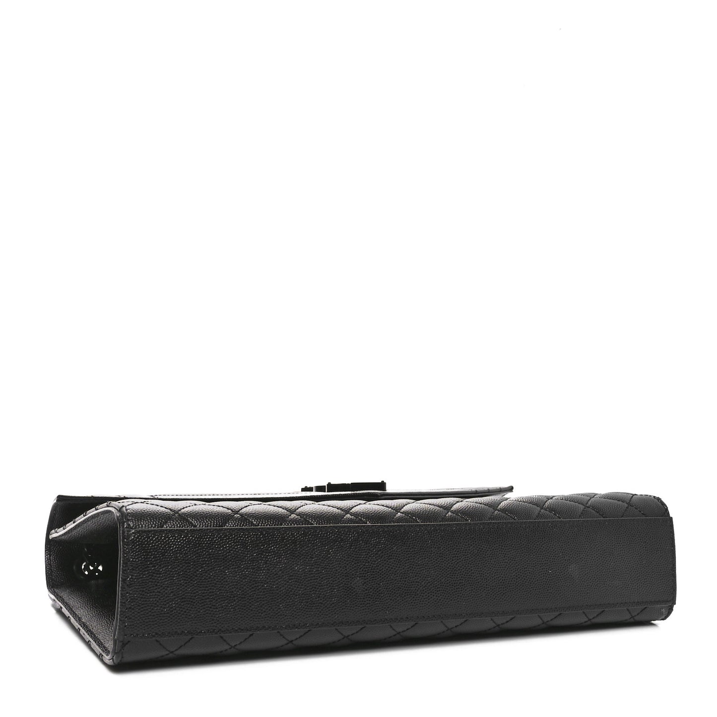 Grain De Poudre Textured Mixed Matelasse Large Triquilt Monogram Monochrome Satchel Black
