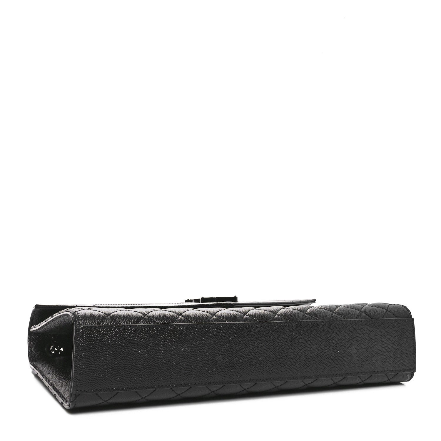 Saint Laurent Grain De Poudre Textured Mixed Matelasse Large Triquilt Monogram Monochrome Satchel Black 4 of 11