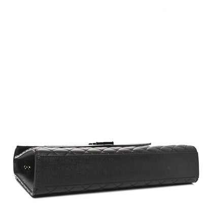 Saint Laurent Grain De Poudre Textured Mixed Matelasse Large Triquilt Monogram Monochrome Satchel Black 4 of 11