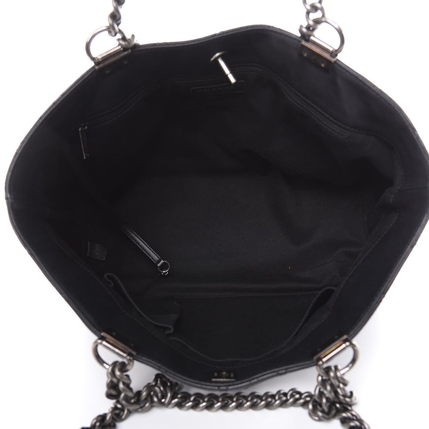 Calfskin Quilted Small Shopping In Chains Tote Black