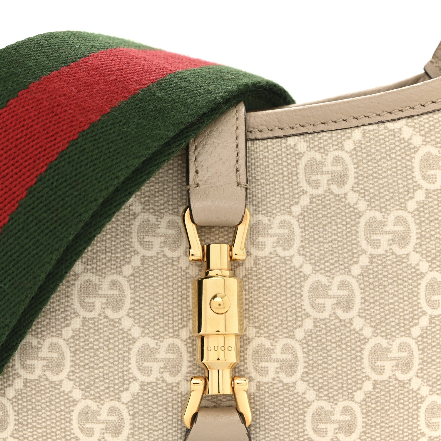 Gucci GG Supreme Monogram Textured Dollar Calfskin Mini Jackie 1961 Hobo Beige Mystic White Oatmeal 8 of 10
