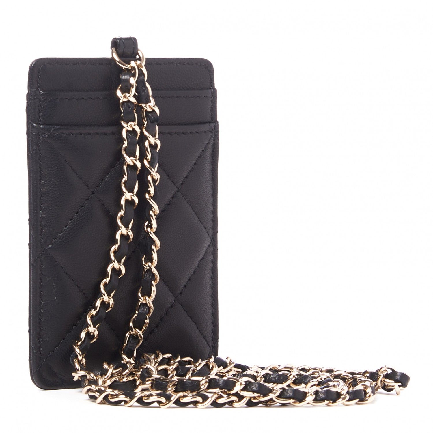 Chanel Lambskin Quilted Card Holder On Chain Black 2 of 8
