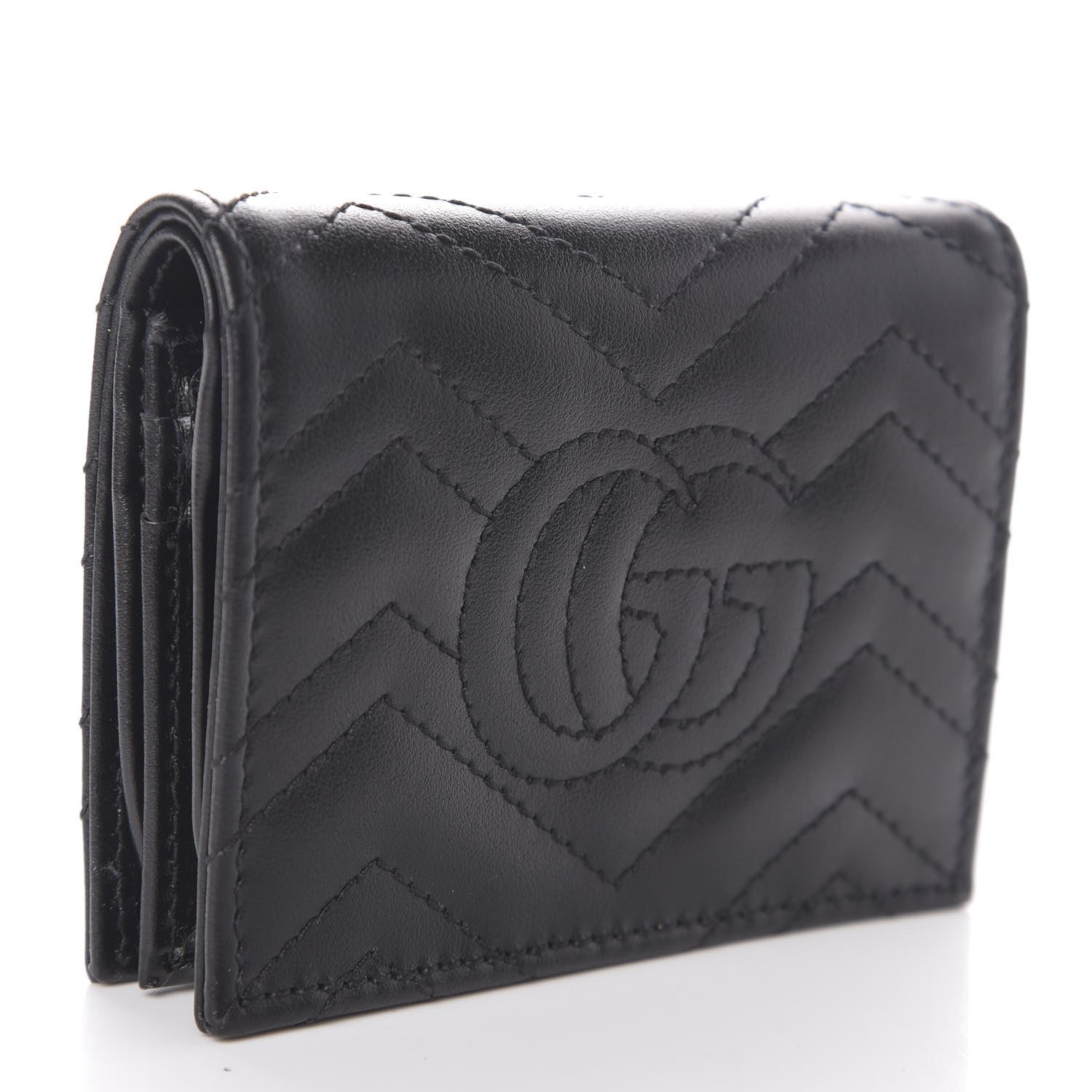 Gucci Calfskin Matelasse GG Marmont Card Case Wallet Black 3 of 6