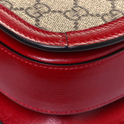 Gucci GG Supreme Monogram Azalea Calfskin Horsebit 1955 Shoulder Bag Beige Ebony New Cherry Red 11 of 14