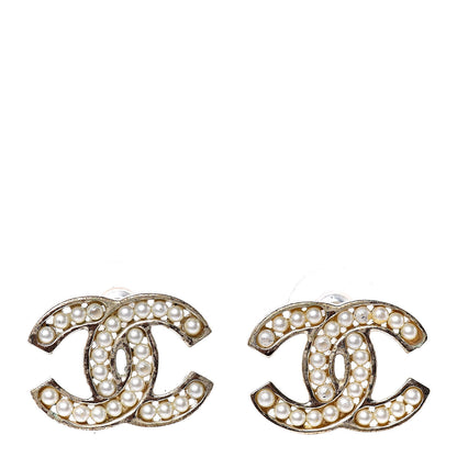 Chanel Pearl CC Earrings Light Gold 1 of 5
