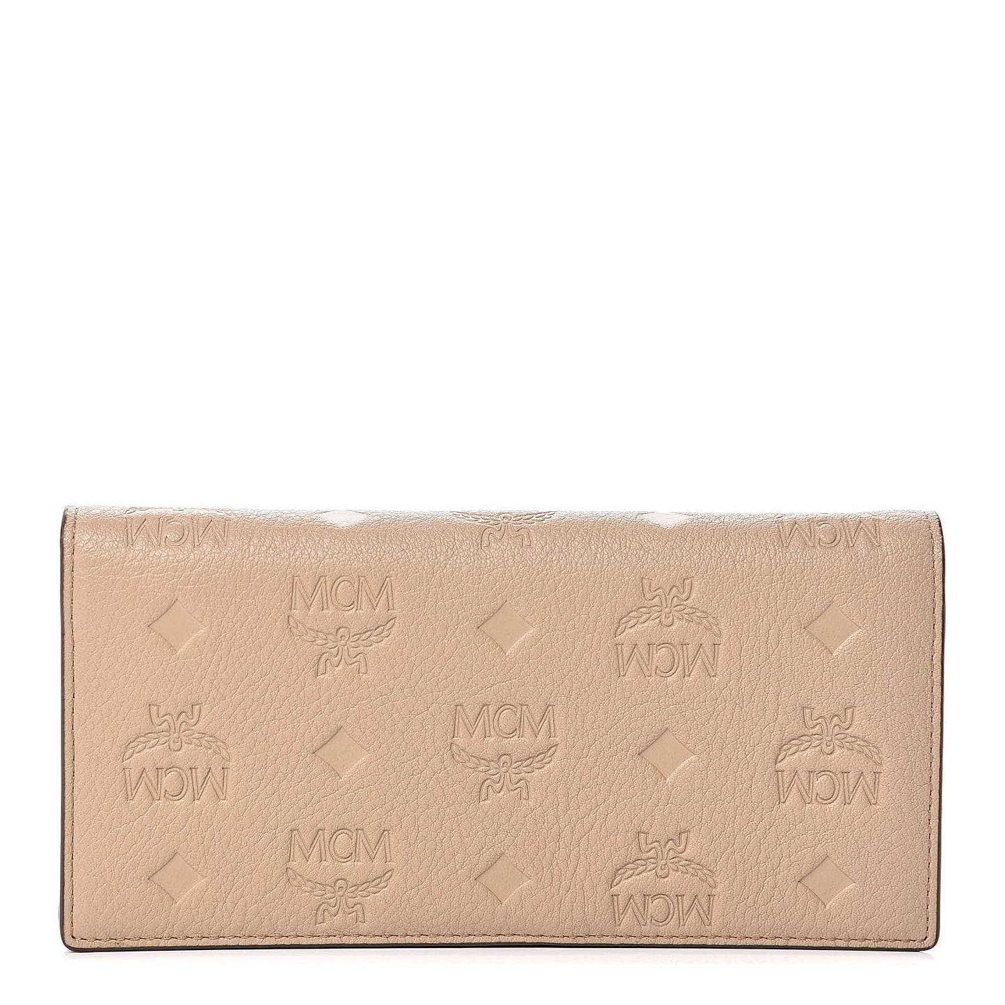 Calfskin Signature Monogram Klara Two Fold Wallet Beige