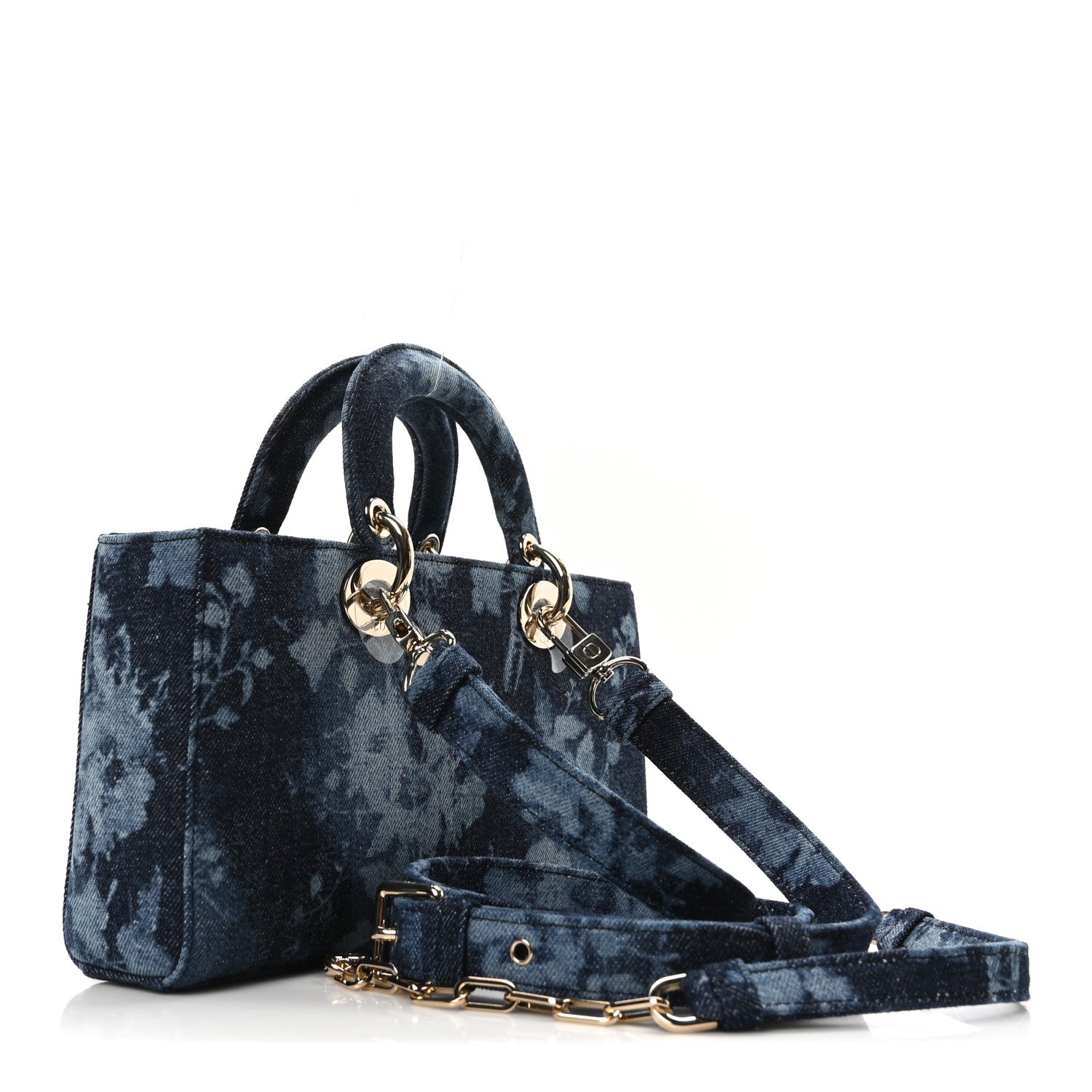 Christian Dior Denim Flowers Cannage Medium Lady D-Joy Blue 3 of 10
