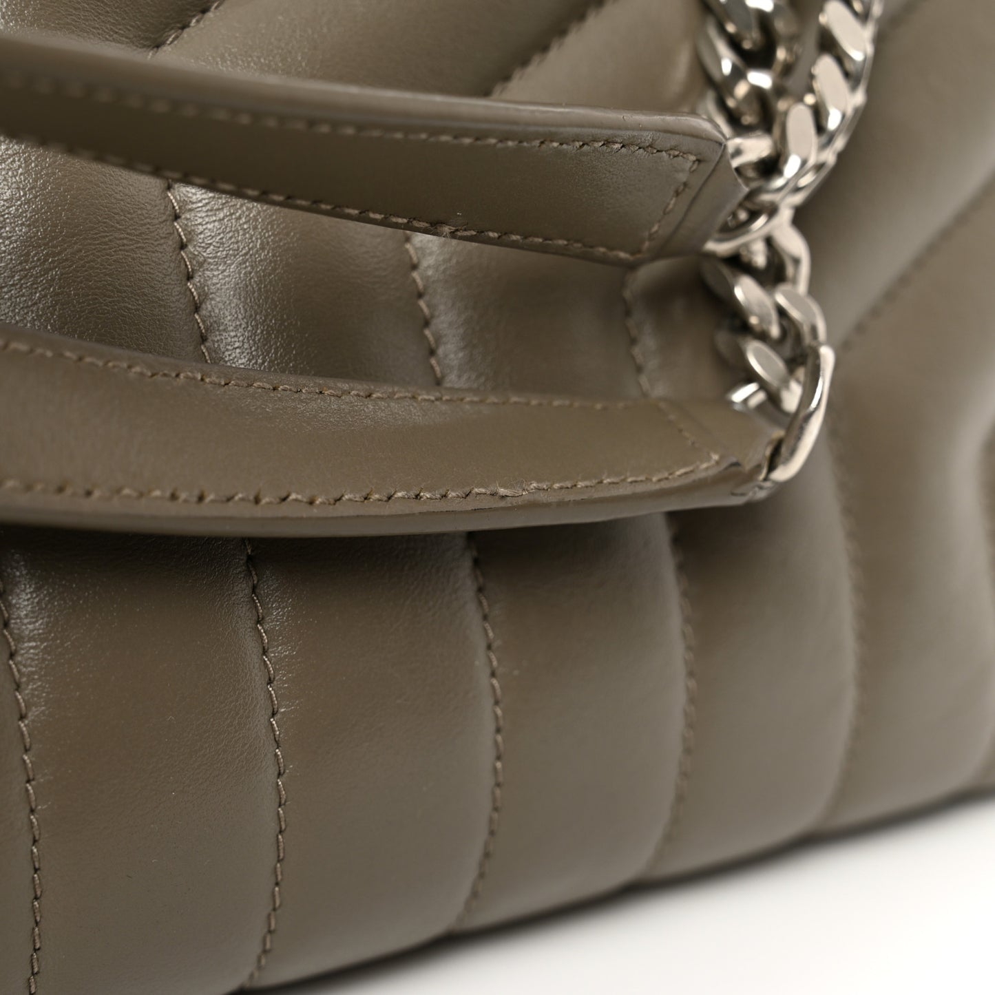 Calfskin Y Quilted Monogram Large Loulou Chain Satchel Storm
