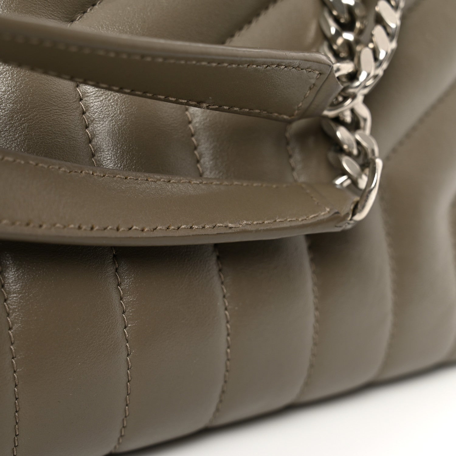 Saint Laurent Calfskin Y Quilted Monogram Large Loulou Chain Satchel Storm 10 of 10