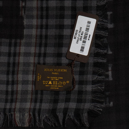 Louis Vuitton Mens Fleece Wool Silk Trunks Shawl Gris Rouge 4 of 4