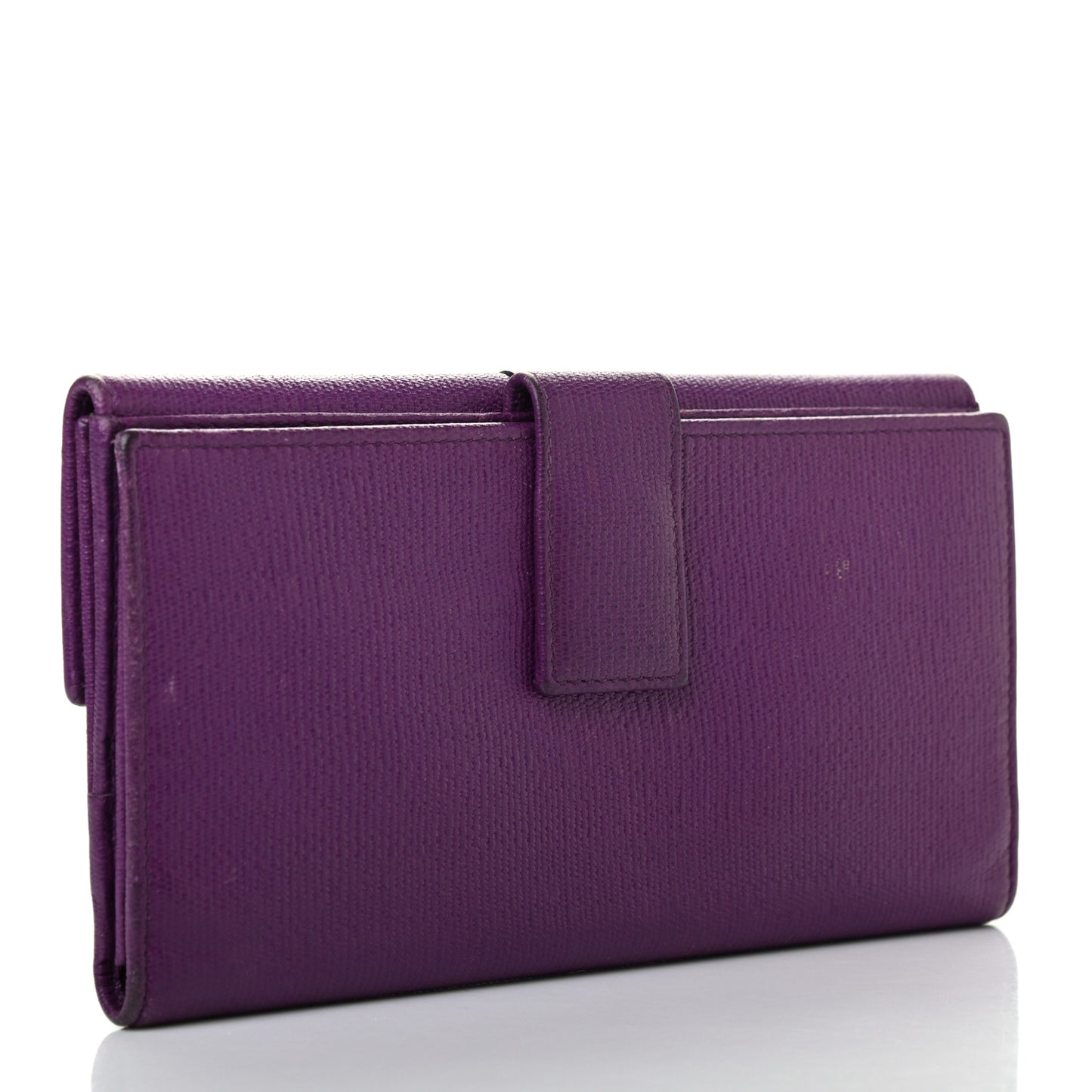 Textured Calfskin Classic Y Ligne Wallet Purple