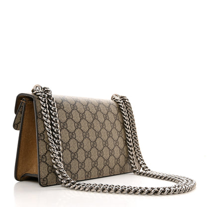 Gucci GG Supreme Monogram Suede Crystal Small Dionysus Shoulder Bag Beige Ebony Taupe 2 of 11