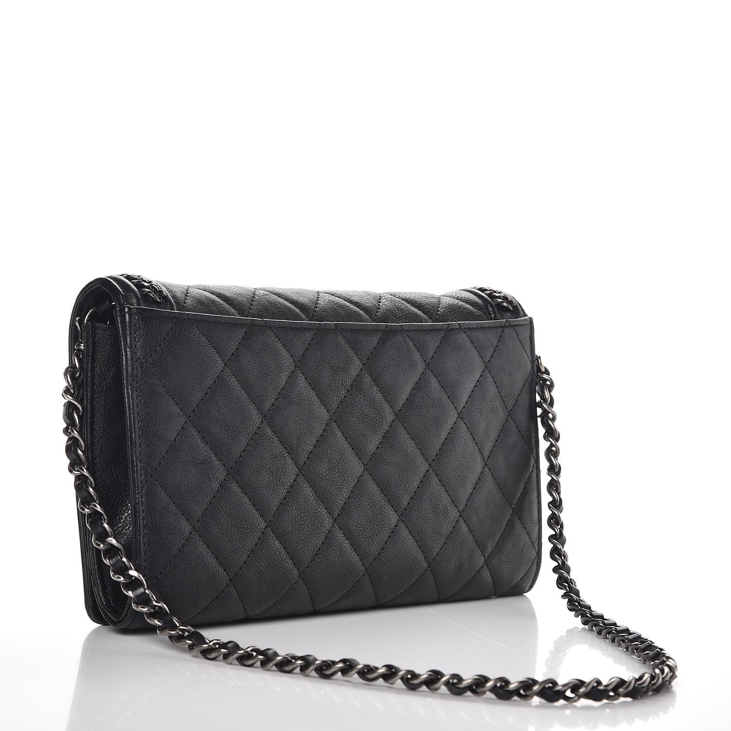Chanel Calfskin Quilted Chain Around Boy Wallet On Removable Chain WOC Black 3 of 10