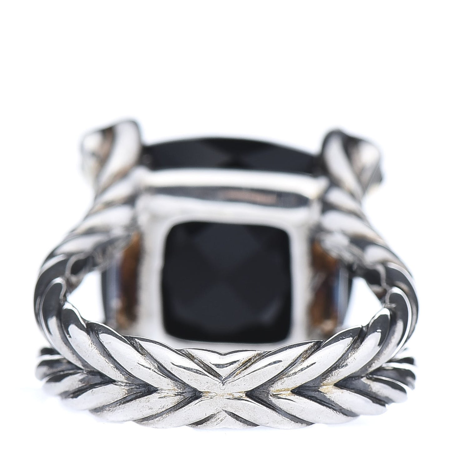 Sterling Silver Diamond Black Onyx 14mm Cushion On Point Ring 54 6.75
