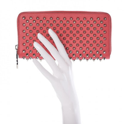 Christian Louboutin Calfskin Empire Panettone Spiked Zip Around Wallet Begonia 2 of 7