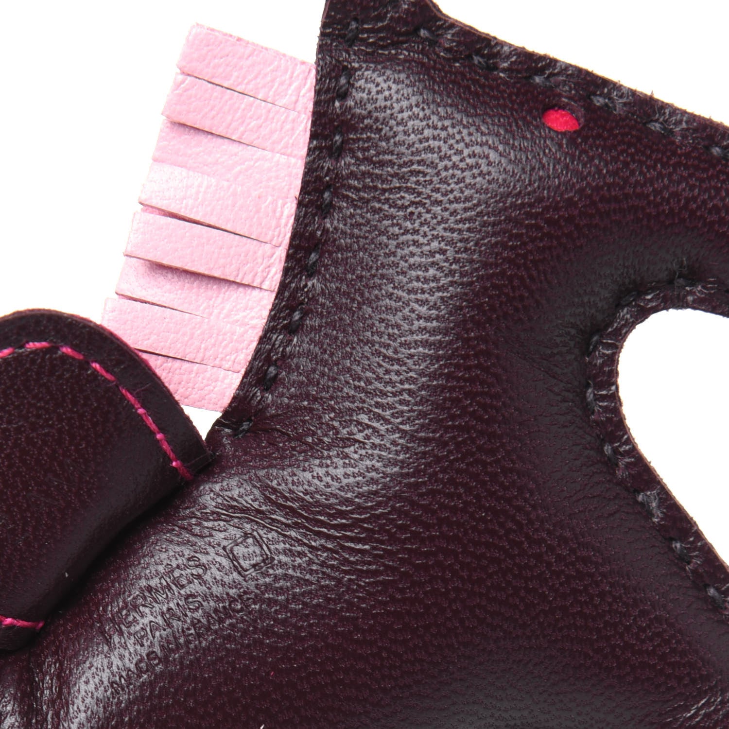 Hermes Milo Lambskin Matte Alligator Touch Grigri Rodeo Horse Bag Charm PM Rouge Sellier Framboise Rose Sakura 4 of 5